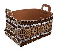 Eslifey Collapsible Storage Bin Small 8.5"x5.5"x5.1" - Foldable Basket with Handles for Shelves, Nursery, Closet, Storage, Laundry Room Organization - African Graphic Design