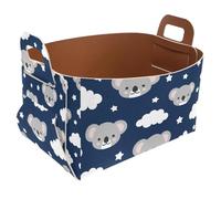 Eslifey Collapsible Storage Bin Small 8.5"x5.5"x5.1" - Foldable Basket with Handles for Shelves, Nursery, Closet, Storage, Laundry Room Organization - Cartoon Koala Head Star Cloud