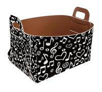 Eslifey Collapsible Storage Bin Small 8.5"x5.5"x5.1" - Foldable Basket with Handles for Shelves, Nursery, Closet, Storage, Laundry Room Organization - Music Notes Love Heart Black White