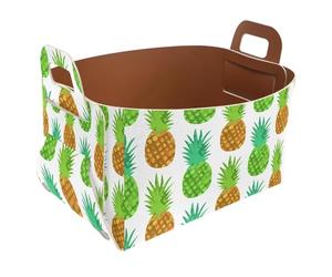 Eslifey Collapsible Storage Bin Small 8.5"x5.5"x5.1" - Foldable Basket with Handles for Shelves, Nursery, Closet, Storage, Laundry Room Organization - Bright Juicy Pineapples Summer Fruit Pattern