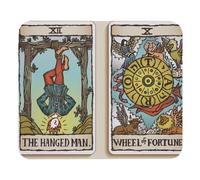 Eslifey Comfortable Mouse Pad Hanged Man and Wheel of Fortune Tarot Cards Illustration Desktop Mousepad, 21 x 25 cm Mouse Mat, Non-Slip Rubber Base, Improves Speed and Precision