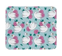 Eslifey Comfortable Mouse Pad Happy Swan with Pink Flower Pattern Blue Desktop Mousepad, 21 x 25 cm Mouse Mat, Non-Slip Rubber Base, Improves Speed and Precision