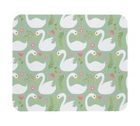 Eslifey Comfortable Mouse Pad White Swan Pattern Pink Flowers Green Spring Desktop Mousepad, 21 x 25 cm Mouse Mat, Non-Slip Rubber Base, Improves Speed and Precision