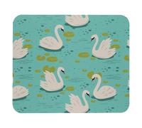 Eslifey Comfortable Mouse Pad White Swan Pattern Swim in the Pool Blue Desktop Mousepad, 21 x 25 cm Mouse Mat, Non-Slip Rubber Base, Improves Speed and Precision