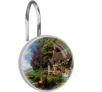 Eslifey Country Cottage 12 Pcs Decorative Shower Curtain Hooks for Bathroom, Baby Room, Bedroom, Living Room