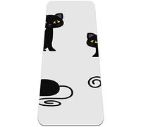 Eslifey Cute Cartoon Black Cat Print Yoga Mat Thick Non Slip Yoga Mats for Women&Girls Exercise Mat Soft Pilates Mats,(72x24 in, 1/4-Inch Thick)