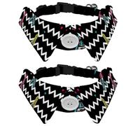 Eslifey Dog Collar with Bow Tie, Adjustable Dog Formal Tuxedo Collar with Removable Shirt Collar, Cat Collars for Small Pets, Eiffel Tower Black White Wave Stripes