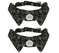 Eslifey Dog Collar with Bow Tie, Adjustable Dog Formal Tuxedo Collar with Removable Shirt Collar, Cat Collars for Small Pets, Dog Head Bone Dark Background