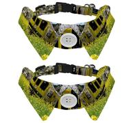 Eslifey Dog Collar with Bow Tie, Adjustable Dog Formal Tuxedo Collar with Removable Shirt Collar, Cat Collars for Small Pets, Japan Train Spring Flowers