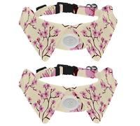 Eslifey Dog Collar with Bow Tie, Adjustable Dog Formal Tuxedo Collar with Removable Shirt Collar, Cat Collars for Small Pets, Pattern Pink Peach Blossoms