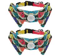 Eslifey Dog Collar with Bow Tie, Adjustable Dog Formal Tuxedo Collar with Removable Shirt Collar, Cat Collars for Small Pets, Colorful Houses
