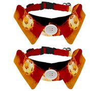 Eslifey Dog Collar with Bow Tie, Adjustable Dog Formal Tuxedo Collar with Removable Shirt Collar, Cat Collars for Small Pets, Flame Soccer Football