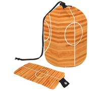 Eslifey Drawstring Cosmetic Bag, Barrel Shaped Portable Travel Makeup Bags, Basketball Court Floor Plan on Parquet Background Large Capacity Waterproof Multifunctional Bucket Toiletry Bag
