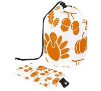 Eslifey Drawstring Cosmetic Bag, Barrel Shaped Portable Travel Makeup Bags, Orange Turkey Thanksgiving Large Capacity Waterproof Multifunctional Bucket Toiletry Bag