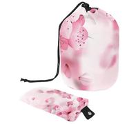 Eslifey Drawstring Cosmetic Bag - Barrel Shaped Portable Travel Makeup Bags - Pink Cherry Blossom Large Capacity Waterproof Multifunctional Bucket Toiletry Bag