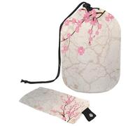 Eslifey Drawstring Cosmetic Bag, Barrel Shaped Portable Travel Makeup Bags, Vintage Cherry Blossom Large Capacity Waterproof Multifunctional Bucket Toiletry Bag
