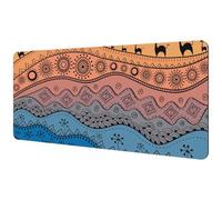 Eslifey Extra Large Mouse Pad, African Ethno Tribal Flowers Circle Pattern Extended Desk Mousepad with Non-Slip Rubber Base, Desk Pad Protector for Gamer, Office & Home, 40x89.5cm