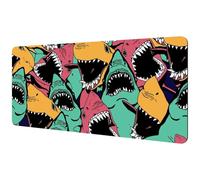 Eslifey Extra Large Mouse Pad, Angry Shark Sea Life Pattern Extended Desk Mousepad with Non-Slip Rubber Base, Desk Pad Protector for Gamer, Office & Home, 40x89.5cm