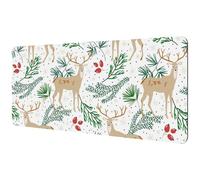 Eslifey Extra Large Mouse Pad, Christmas Forest Deer Pine Twigs Berries Xmas Pattern Extended Desk Mousepad with Non-Slip Rubber Base, Desk Pad Protector for Gamer, Office & Home, 40x89.5cm