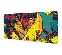 Eslifey Extra Large Mouse Pad, Colorful Betta Fish Siamese Fighting Fish Pattern Extended Desk Mousepad with Non-Slip Rubber Base, Desk Pad Protector for Gamer, Office & Home, 40x89.5cm