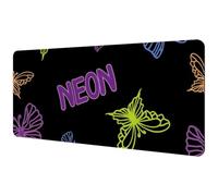 Eslifey Extra Large Mouse Pad, Colorful Butterfly Neon Pattern Extended Desk Mousepad with Non-Slip Rubber Base, Desk Pad Protector for Gamer, Office & Home, 40x89.5cm