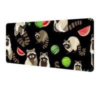 Eslifey Extra Large Mouse Pad, Cute Fluffy Beast Raccoon Watermelon Forest Animal Pattern Extended Desk Mousepad with Non-Slip Rubber Base, Desk Pad Protector for Gamer, Office & Home, 40x89.5cm