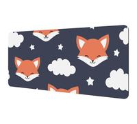 Eslifey Extra Large Mouse Pad, Cute Fox with Clouds and Star Extended Desk Mousepad with Non-Slip Rubber Base, Desk Pad Protector for Gamer, Office & Home, 40x89.5cm