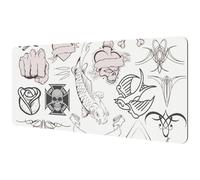 Eslifey Extra Large Mouse Pad, Danger Skull Bat Bird Rose Poker Extended Desk Mousepad with Non-Slip Rubber Base, Desk Pad Protector for Gamer, Office & Home, 40x89.5cm