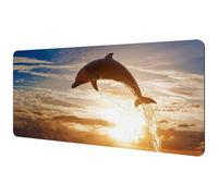 Eslifey Extra Large Mouse Pad, Dolphin Jumping Shining Sunset Sea Water Surface Extended Desk Mousepad with Non-Slip Rubber Base, Desk Pad Protector for Gamer, Office & Home, 35.2" x 15.7"