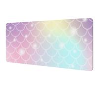 Eslifey Extra Large Mouse Pad, Fish Scale and Shining Unicorn Magic Color Mermaid Pattern Extended Desk Mousepad with Non-Slip Rubber Base, Desk Pad Protector for Gamer, Office & Home, 40x89.5cm