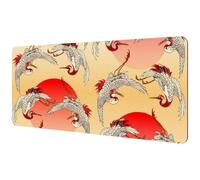 Eslifey Extra Large Mouse Pad, Flying Paired Cranes over a Rising Sun Extended Desk Mousepad with Non-Slip Rubber Base, Desk Pad Protector for Gamer, Office & Home, 40x89.5cm