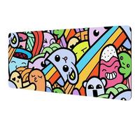 Eslifey Extra Large Mouse Pad, Funny Coloring Monsters Rainbow Pattern Extended Desk Mousepad with Non-Slip Rubber Base, Desk Pad Protector for Gamer, Office & Home, 40x89.5cm