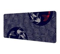 Eslifey Extra Large Mouse Pad, Japanese Waves an Koi Carps Tai Chi Swril Pattern Extended Desk Mousepad with Non-Slip Rubber Base, Desk Pad Protector for Gamer, Office & Home, 40x89.5cm