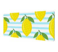 Eslifey Extra Large Mouse Pad, Lemons Fruits on Blue Striped Background Extended Desk Mousepad with Non-Slip Rubber Base, Desk Pad Protector for Gamer, Office & Home, 40x89.5cm