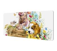 Eslifey Extra Large Mouse Pad, Pig Puppy Dog Fox Ducklings Chick Watercolor Animal Extended Desk Mousepad with Non-Slip Rubber Base, Desk Pad Protector for Gamer, Office & Home, 35.2" x 15.7"