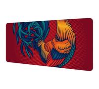 Eslifey Extra Large Mouse Pad, Red Big Rooster Cock Chicken Extended Desk Mousepad with Non-Slip Rubber Base, Desk Pad Protector for Gamer, Office & Home, 40x89.5cm