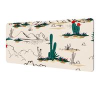 Eslifey Extra Large Mouse Pad, Summer Cactus Desert Blooming Succulents Flower Illustration Extended Desk Mousepad with Non-Slip Rubber Base, Desk Pad Protector for Gamer, Office & Home, 40x89.5cm