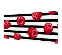 Eslifey Extra Large Mouse Pad, Summer Fruits Berries Raspberries Striped Pattern Extended Desk Mousepad with Non-Slip Rubber Base, Desk Pad Protector for Gamer, Office & Home, 40x89.5cm