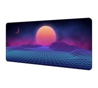 Eslifey Extra Large Mouse Pad, Sun with Mountains Digital Retro Cyber Surface Landscape Extended Desk Mousepad with Non-Slip Rubber Base, Desk Pad Protector for Gamer, Office & Home, 40x89.5cm