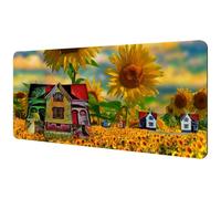 Eslifey Extra Large Mouse Pad, Sunflower Field Yellow Summer Flowers Extended Desk Mousepad with Non-Slip Rubber Base, Desk Pad Protector for Gamer, Office & Home, 35.2" x 15.7"