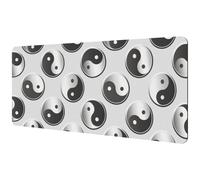 Eslifey Extra Large Mouse Pad, Tai Chi Silver Geometric White Pattern Extended Desk Mousepad with Non-Slip Rubber Base, Desk Pad Protector for Gamer, Office & Home, 40x89.5cm