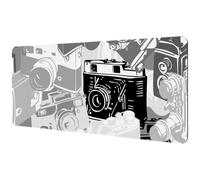 Eslifey Extra Large Mouse Pad, Vintage Retro Camera Pattern Extended Desk Mousepad with Non-Slip Rubber Base, Desk Pad Protector for Gamer, Office & Home, 40x89.5cm