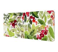 Eslifey Extra Large Mouse Pad, Watercolor Christmas Berries and Spruce Pattern Extended Desk Mousepad with Non-Slip Rubber Base, Desk Pad Protector for Gamer, Office & Home, 40x89.5cm