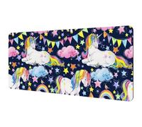 Eslifey Extra Large Mouse Pad, Watercolor Cute Unicorn and Fairy Tale Rainbow Pattern Extended Desk Mousepad with Non-Slip Rubber Base, Desk Pad Protector for Gamer, Office & Home, 40x89.5cm