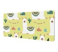 Eslifey Extra Large Mouse Pad, White Llamas Cute Alpacas Cacti Mountains Garlands Pattern Extended Desk Mousepad with Non-Slip Rubber Base, Desk Pad Protector for Gamer, Office & Home, 40x89.5cm