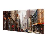 Eslifey Extra Large Mouse Pad, Woman Under Red Umbrella City Oil Painting Extended Desk Mousepad with Non-Slip Rubber Base, Desk Pad Protector for Gamer, Office & Home, 35.2" x 15.7"