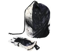 Eslifey Large Barrel Drawstring Makeup Bag, Dream Catcher Black Raven Travel Cosmetic Bag Portable Make Up Organizer Bag