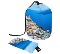 Eslifey Large Barrel Drawstring Makeup Bag, Greece Santorini Caldera (3) Travel Cosmetic Bag Portable Make Up Organizer Bag