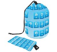 Eslifey Large Barrel Drawstring Makeup Bag, Japanese Hiragana Alphabet Travel Cosmetic Bag Portable Make Up Organizer Bag