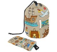 Eslifey Large Barrel Drawstring Makeup Bag, Pirates Adventures Travel Cosmetic Bag Portable Make Up Organizer Bag